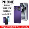 H&U&W 2025 nuovissimo smartphone schermo da 7,0 pollici 22 GB 2 TB 7000 Mah Android13 cellulare Dual Sim Face sbloccato cellulare 5G telefono cellulare - Purple
