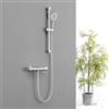 Auralum Colonna Doccia con Miscelatore Termostatico,Asta Doccia Saliscendi in acciaio inox (70cm),inox Tubo Flessibile (150cm) e Soffione (4 Funzioni,12.7cm) con Supporto,Cromato