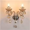 LANMOU Applique a Candela Classica, Lampada a Muro Decorativa Interno Lampada da Parete in Cristallo Vintage per Camera da Letto Soggiorno Ristorante con Lampadina E14 25W,Cognac,2 Lights