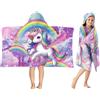 SearchI Asciugamano Poncho con Cappuccio Personalizzato per Bambini,Telo Mare con Cappuccio con Nom in Morbido Microfibra Assorbente per Ragazzi e Ragazze-76x127cm,Con Motivo a Unicorno