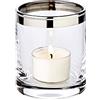 EDZARD candela antivento Molly, vetro di platino, altezza 8 cm, diametro 7 cm