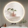 YOLEO Specchio Bagno LED Rotondo 70 cm con Orologio, Display Temperatura, Specchio Bagno con Luce 3 Colori, Interruttore Touch, Antiappannamento, Vetro Antideflagrante, IP44