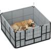 PawHut Parco di Parto per Cani Cuccia per Cani con Porta Tappeto di Pulizia Lavabile 122 x 122 x 60 cm nero