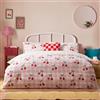 furn. Heya Home Cherry Gingham Set Copripiumino - Reversible Morbido Durevole Polycotton Biancheria Da Letto Frutta (Rosa - 200x200cm)