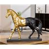 GILDE Scultura Merlin Cavallo in resina effetto metallico, oro e nero, altezza 31 cm, larghezza 35 cm