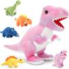 MorisMos Dinosauro Peluche Grande XXL, 50cm Rosa Mamma con 5 Kawaii Bambino, Realistico Animali di Peluche Gigante Morbido Peluche Regalo per Bambini Compleanno Natale Deco