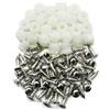 Hehglng Kit di 100 tasselli in plastica argentata per cerniere dentate, apertura filettatura, viti in plastica (4 x 10 mm)