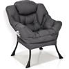 HOMASIS Poltrona Relax, Poltroncina Reclinabile con Braccioli e Tasca Laterale, Supporta Fino a 150 kg, Sedia Comoda per Salotto, Camera da Letto, 81 x 75 x 94,5 cm (Modello 2, Grigio)