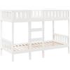 vidaXL Letto a Castello Bianco 75x190 cm in Legno Massello di Pino, struttura letto a castello, base letto a castello, mobile camera da letto