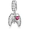 LES FOLIES DI PAOLA GRIECO Charm Costole Anatomiche Torace Anatomia Ortopedia Scheletro Halloween Cuore in argento 925 - Les Folies per Pandora
