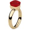 Qudo Firenze - Anello color oro con pietra rossa (rosso), Acciaio inossidabile, Cristallo