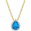 GoldChic Collana Topazio Blu Ciondolo Goccia Collana Donna Oro 41+5 CM Regolabile Taglio a Diamante Scintillio a 360 Gradi Compleanno