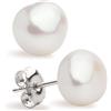 Secret & You - Orecchini a bottone con perle coltivate d'acqua dolce perla coltivata - Forma barocca - Argento sterling 925, disponibile in 5 dimensioni Da 9-10 mm a 13-14 mm