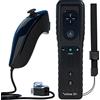 TechKen Controller e Nunchuck, Joystick di Gioco Remoti sena fili per Wii e Wii U (Nero)