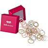 HAARallerliebst Elastici per capelli mini extra piccoli (45 pezzi | rosa, azzurro, oro | 2 cm) con scatola (colore scatola: rosa)