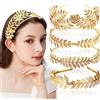 INLAZTIM 5 Pezzi Fascia Della Foglia Della Dea Greca Per La Sposa, Foglia D'alloro Romana Dorata Ramo Corona Copricapo Da Sposa Fascia Per Capelli Per Le Donne Accessori Per Capelli Costume Diadema