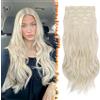 BARSDAR Biondo Extension Capelli a Clip, 50cm Ondulati Clip in Estensioni di Capelli per Donna 5PCS Layered Hair Extensions Lace Sintetici Posticci Extensions - Perla Platino Biondo