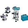 Makita DRT50ZJX2 - Fresatrice/Rifilatore 18V, 3 basi, Senza batterie, Nero