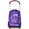 Seven Trolley Scuola Sganciabile Tyre, Viola, Zaino Con Carrello Sganciabile Da 40 L, Maxi Ruote e Crossover System, Maneggevole e Resistente, Scuola Elementare e Media, Zaino Bambina