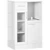 HOMCOM Credenza Moderna con Armadietti e Cassetto, Mobile Cucina Salvaspazio in Legno e Vetro 60x40x95cm, Bianco