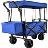 VEVOR Carrello Pieghevole per Vagoni in Blu, Carretto Pieghevole Portatile da Giardino Esterno Capacità da 100KG, Carrello da Trasporto della Spesa Adatto per Viaggi, Vacanze, Giardino e Campeggio