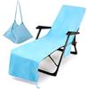 Morbuy Telo de Mare Microfibra, Fodera per Sedia da Spiaggia con Tasche Laterali, Tinta unita Asciugamano per Lettino Spiaggia Fodera per Chaise Longue per Giardino (cielo blu)