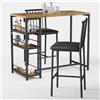 Xbro Tavolo da Bar con 2 Sedie Imbottite, Set 3 Pezzi Tavolo da Pranzo con 3 Ripiani e Porta Bottiglie, Tavolo Salvaspazio per Cucina, Soggiorno e Sala da Pranzo, Retrò