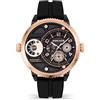 Police Ray Orologio multifunzione da uomo con Quadrante motivo idraulico nero e Cinturino in silicone nero, 51mm