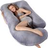 HychYAYA 60 Inch Full Body Pregnancy Pillows for Sleeping Cooling Pregnancy Pillow,U Shaped Pregnancy Body Pillow,Maternity Pillows for Pregnant Women with Removable Washable Velvet Cover.(Grey)
