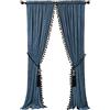 Helen curtain Lussuosa tenda con pompon per soggiorno, oscurante, in velluto, 2 pannelli, set di tende di lusso con nappe per camera da letto (grigio-blu, (127 x 213 cm) x 2 cm (larghezza x lunghezza)