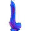 F*ck My Colors Inkipus - Dildo in silicone con testicoli - 18cm (blu-rosa)