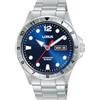 Lorus Sport Orologio automatico analogico da uomo con bracciale in acciaio inossidabile, Argento/Blu - RL461BX9