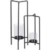 BigBuy Home Portacandele 18,5 x 16,5 x 50 cm vetro nero metallo (2 pezzi)
