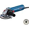 Bosch Professional Smerigliatrice angolare a filo GWS 12-125 (Ø disco: 125 mm, 1200 W potenza, prot. riavvio accidentale, incl. dado SDS, impugn. suppl., cuffia prot., dado serr., chiave due perni)