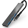 Nilox NXHUBUSBC02 Hub USB con 4 Porte, 3 porte USB 3.0 e 1 porta USB-C, Ideale per Espandere le Porte USB del Device, Compatibilità Universale, Realizzata in Alluminio, Nero
