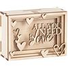 Rayher 62923505 Box regalo legno 3D Love, FSCMixCred, naturale, 11,5x8,5x5cm, kit 14pz, box 1set