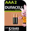 Duracell 2X Duracell AAA Ricaricabili 900 mAh (1 Blister Da 2 Batterie)2 Pile Ministilo Ricaricabili