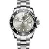 OLEVS Orologio da uomo in argento, grande viso in acciaio inox, classico facile da leggere orologio da polso di lusso da uomo, 5885 quadrante grigio/bracciale in argento, Standard