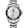 OLEVS Orologio da uomo in argento, grande viso in acciaio inox, classico facile da leggere orologio da polso di lusso da uomo, 5885-quadrante bianco/bracciale in argento, Standard