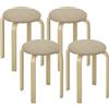HOMCOM Set di 4 Sgabelli Impilabili da Cucina e Soggiorno, Sgabelli Imbottiti con Rivestimento in Tessuto di Lino e Gambe in Legno, Cachi