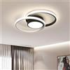 SENQIU Plafoniera LED Soffitto Moderna, 42W 4700LM Lampada LED Soffitto Rotondo, Nera Lampadario Soffitto in Acrilico per Soggiorno, Camera da Letto, Cucina, Ufficio, Luce Naturale 4500K