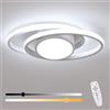 SENQIU Plafoniera LED Soffitto Dimmerabile, 39W 4387LM Lampadario Soffitto Moderno con Telecomando 3000K-6500K, Lampada da Soffitto Rotondo per Soggiorno Cucina Camera da Letto Ufficio, Bianco
