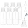 BillyBath Bottiglie da viaggio 100 ml, 6 flaconi liquidi da riempire con 2 piccoli imbuti, Contenitori di plastica trasparente, bottiglie per cosmetici, gel doccia, shampoo lozione