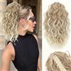 VEGALILY Extension per capelli con clip da 30,5 cm, castano medio misto biondo ossigenato, extension a coda di cavallo con clip ad artiglio, coda di cavallo corta e riccia sintetica con coulisse