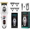 VGR V-971 - Kit tagliacapelli professionale con display digitale, kit tagliabarba da uomo, batteria ricaricabile agli ioni di litio (bianco)