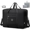 BAGROUPS Bagaglio a Mano 55x40x20 Ryanair Lufthansa Tui Airways Cabin Bag 45L Grande Scalabile Borsone da Viaggio per Aereo Weekend Sportiva Impermeabile Uomo Donna per Borsa Palestra Pieghevole Nero