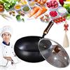 Camic Mexicoify - Pentola in ferro spesso non rivestita, pentola in ghisa con rivestimento in ghisa, padella giapponese Suntuup, set di padelle per friggere e wok con coperchio antiaderente per induzione