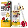 CiAIplw Rose & Vitamin E Oil for Face & Body, Olio di Rosa per Viso, Idratante, Antirughe, Antimacchie, Ridurre Cicatrici & Rughe, Perfetto Olio da Massaggio per il Massaggio di Articolazioni e Muscoli, 60ml