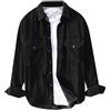 DAY8 Uomo DAY8 Camicia Uomo Manica Lunga Invernale Larghe Camicie Uomo Maniche Lunghe Eleganti Invernali Regular Velluto a Coste Taglie Forti Tinta Unita Casual Ufficio Moda (Nero, XL)