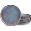 vancasso PLAYA Set di 6 Piatti Piani Moderni in Gres - 26cm Piatti da Portata e per Pasta, Adatti al Forno a Microonde e Lavabili in Lavastoviglie - Smalto Grigio Blu